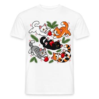 Weihnachtskatzen-Chaos - Männer T-Shirt - Weiß - Vorne - AI Model Male 178 dark (178cm)