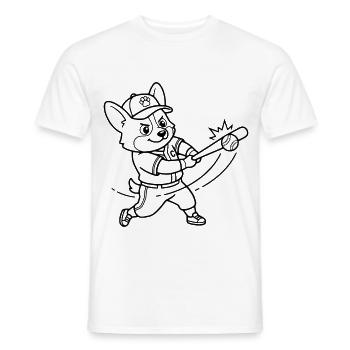 Niedlicher Corgi-Baseballspieler-Hund-Umriss - Männer T-Shirt - Weiß - Vorne - AI Model Male 178 dark (178cm)