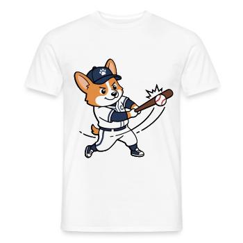 Süßer Corgi-Hund spielt Baseball, Sportliebhaber - Männer T-Shirt - Weiß - Vorne - AI Model Male 178 dark (178cm)