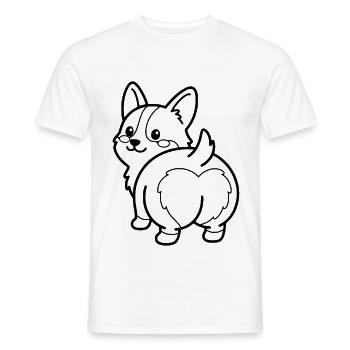 Niedliche Corgi-Po-Umrissung Lustige Hundeliebhaber-Ästhetik - Männer T-Shirt - Weiß - Vorne - AI Model Male 178 dark (178cm)