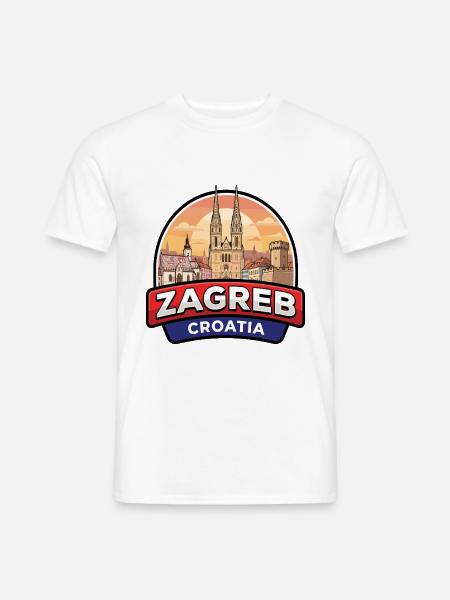 Zagreb Kroatien Reiseabzeichen St. Marks-Kirche Geschenk - Männer T-Shirt - Weiß