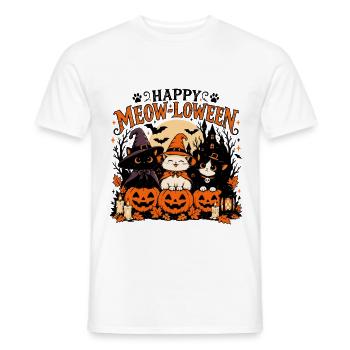 Happy Meow-loween – Lustige Halloween Katzen - Männer T-Shirt - Weiß - Vorne - AI Model Male 178 dark (178cm)