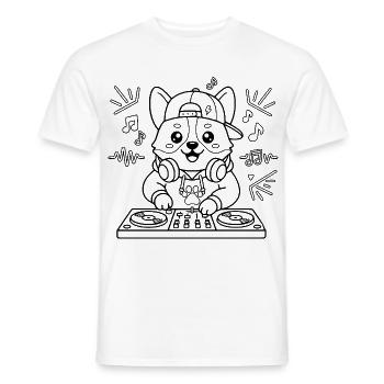 Niedliche Corgi-DJ-Musik-Gliederung Lustiges Hundeliebhaber-Geschenk - Männer T-Shirt - Weiß - Vorne - AI Model Male 178 dark (178cm)