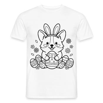 Niedlicher Corgi mit Kaninchenohren Easter Egg-Übersicht - Männer T-Shirt - Weiß - Vorne - AI Model Male 178 dark (178cm)