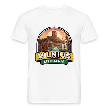 Vilnius Litauen Reiseabzeichen Gediminas Turm - Männer T-Shirt - Weiß - Vorne - AI Model Male 178 dark (178cm)