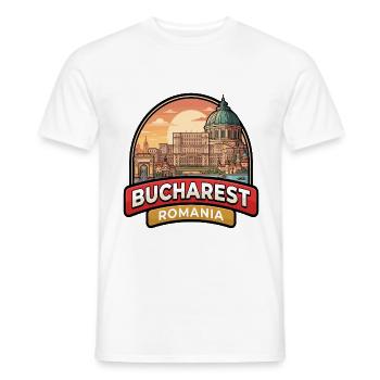 Bukarest Rumänien Reiseabzeichen Parlament Stadtkunst - Männer T-Shirt - Weiß - Vorne - AI Model Male 178 dark (178cm)