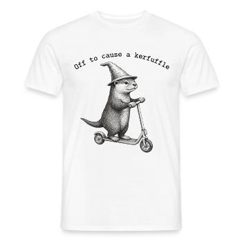 Off to cause a kerfuffle Otter mit Zaubererhut - Männer T-Shirt - Weiß - Vorne - AI Model Male 178 dark (178cm)