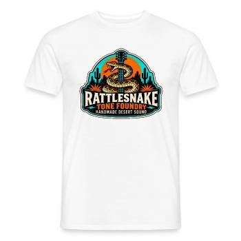 KLAPPERSCHLANGEN-RIFF FUNKTIONIERT | Handgemachter Wüstensound - Männer T-Shirt - Weiß - Vorne - AI Model Male 178 dark (178cm)