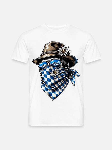 Bayerischer Gangster Oktober Edelweiß Fest - Männer T-Shirt - Weiß