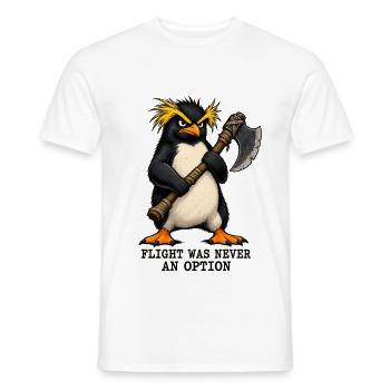 Funny Angry Penguin - Flight Was Never An Option - Männer T-Shirt - Weiß - Vorne - AI Model Male 178 dark (178cm)