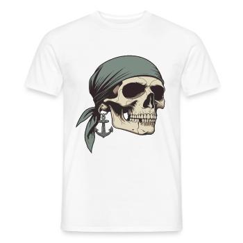 Piratenschädel mit Bandana - Männer T-Shirt - Weiß - Vorne - AI Model Male 178 dark (178cm)