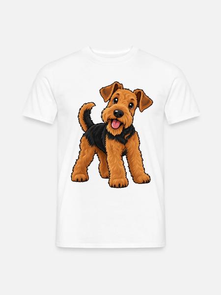 Airedale Terrier Kawaii Style – Süßer Terrier - Männer T-Shirt - Weiß