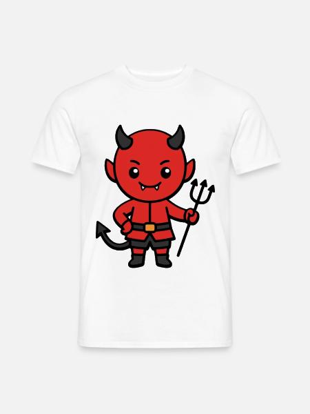 Niedliche Teufels-Mistgabel Halloween-Kostüm Kawaii - Männer T-Shirt - Weiß