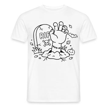 Zombie-Hand-Umrisse, Aus dem Grab von Halloween erwähnend - Männer T-Shirt - Weiß - Vorne - AI Model Male 178 dark (178cm)