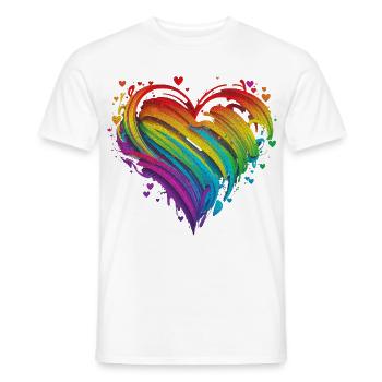 CSD LGBT Regenbogen LGBTQ Herz Pride Just Love - Männer T-Shirt - Weiß - Vorne - AI Model Male 178 dark (178cm)