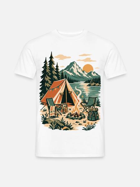 Waldcamping am Bergsee - Männer T-Shirt - Weiß