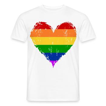 Regenbogen Herz used - Männer T-Shirt - Weiß - Vorne - AI Model Male 178 dark (178cm)