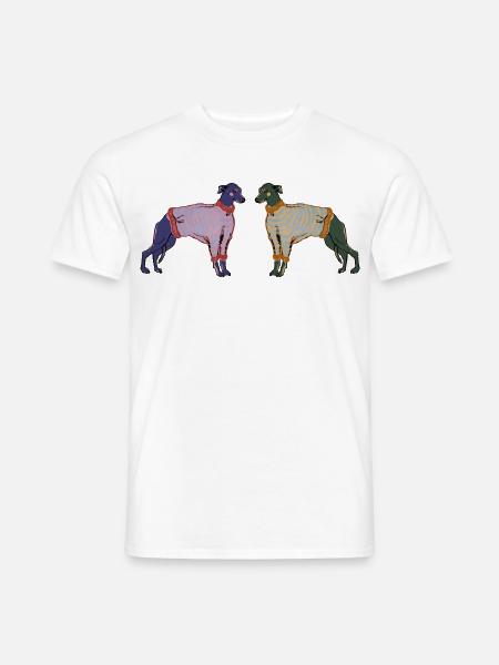 WHIPPETS IN STREIFEN - Männer T-Shirt - Weiß