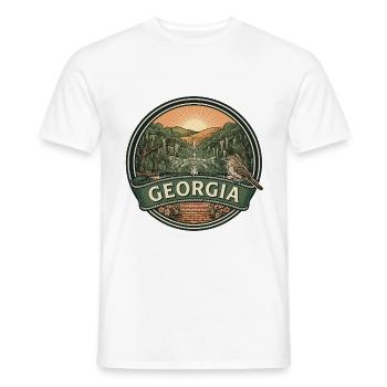Georgia Savannah Peach Retro Reiseabzeichen - Männer T-Shirt - Weiß - Vorne - AI Model Male 178 dark (178cm)