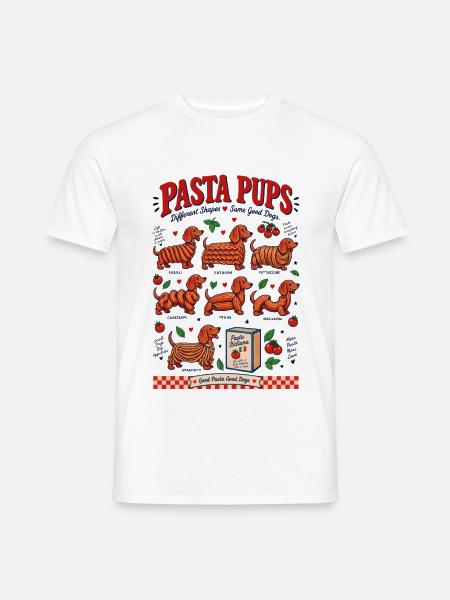 Pasta Pups Dachshund - Männer T-Shirt - Weiß