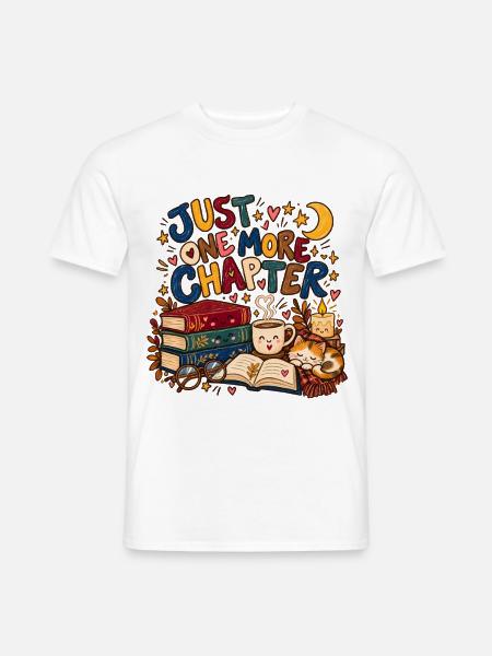 Just One More Chapter Bücher Katze Lesen Geschenk - Männer T-Shirt - Weiß