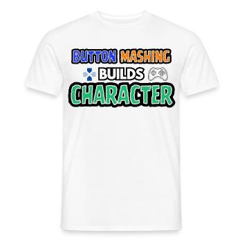 Button-Mashing baut einen Charakter auf - Männer T-Shirt - Weiß - Vorne - AI Model Male 178 dark (178cm)