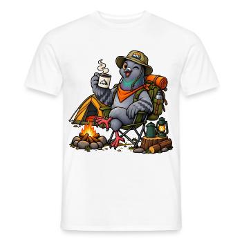 Taube beim Camping – Camping & Outdoor - Männer T-Shirt - Weiß - Vorne - AI Model Male 178 dark (178cm)