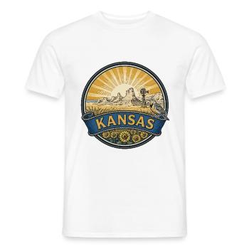Kansas Sunflower Prairie Retro-Reisegeschenk - Männer T-Shirt - Weiß - Vorne - AI Model Male 178 dark (178cm)