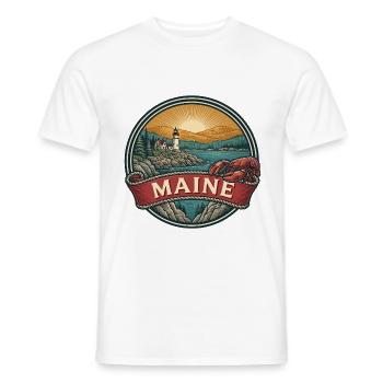 Maine Coastal Lighthouse Vintage-Reisegeschenk - Männer T-Shirt - Weiß - Vorne - AI Model Male 178 dark (178cm)