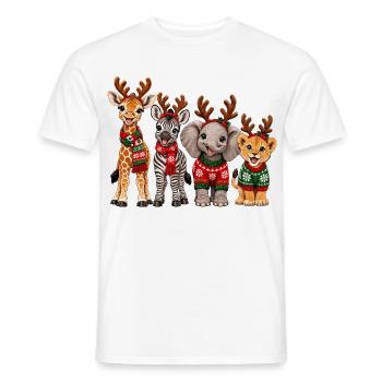 Safari Tiere mit Rentiergeweih zu Weihnachten - Männer T-Shirt - Weiß - Vorne - AI Model Male 178 dark (178cm)