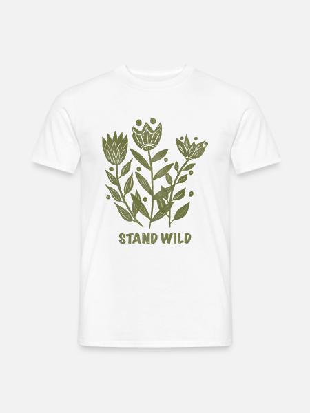 Stand Wild Botanical Print - Männer T-Shirt - Weiß
