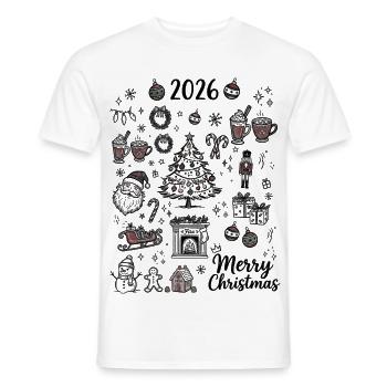 Weihnachten 2026 Doodle Weihnachtsbaum Kakao Deko - Männer T-Shirt - Weiß - Vorne - AI Model Male 178 dark (178cm)