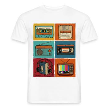 90er Jahre, 80er Jahre Party, Kassette, Nostalgie - Männer T-Shirt - Weiß - Vorne - AI Model Male 178 dark (178cm)