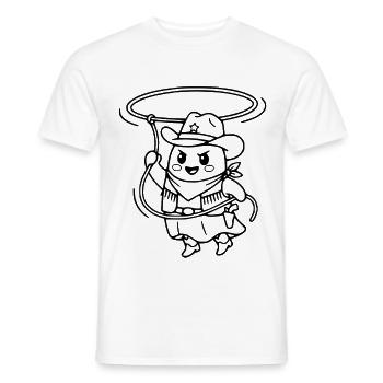 Niedliche Kawaii-Geister-Cowboy-Western-Ästhetik - Männer T-Shirt - Weiß - Vorne - AI Model Male 178 dark (178cm)