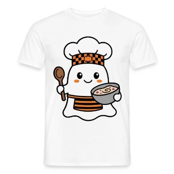 Süßer Kawaii-Geisterkoch-Koch Halloween-Bäcker - Männer T-Shirt - Weiß - Vorne - AI Model Male 178 dark (178cm)