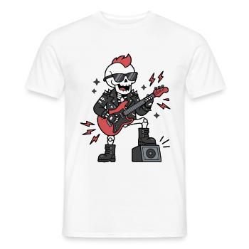 Cute Kawaii Skeleton Rock star Electric Guitarist - Männer T-Shirt - Weiß - Vorne - AI Model Male 178 dark (178cm)