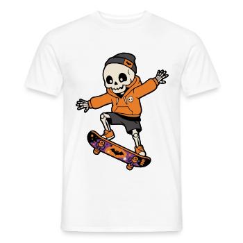 Kawaii Skeleton Skateboarding Halloween Streetwear - Männer T-Shirt - Weiß - Vorne - AI Model Male 178 dark (178cm)