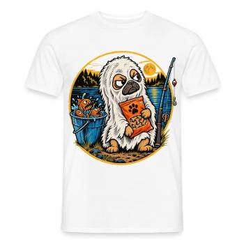 Halloween Mops im Lakenkostüm mit Leckerlis am - Männer T-Shirt - Weiß - Vorne - AI Model Male 178 dark (178cm)