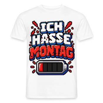 Ich hasse Montag – Pixel Büro Spruch - Männer T-Shirt - Weiß - Vorne - AI Model Male 178 dark (178cm)