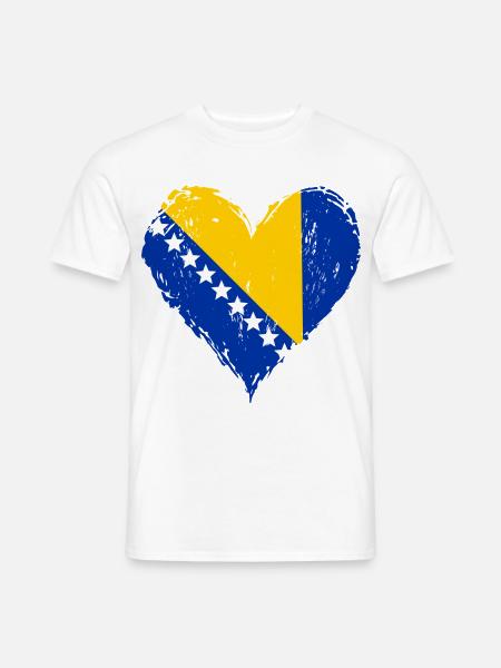 Bosnien Herzflagge Grunge - Männer T-Shirt - Weiß