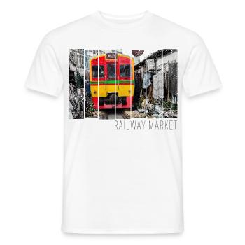 Railway Market Mae Klong in Thailand Souvenir - Männer T-Shirt - Weiß - Vorne - AI Model Male 178 dark (178cm)