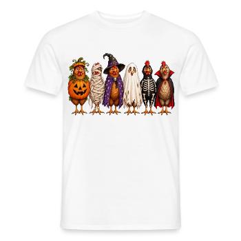 Halloween Chickens in Costumes Pumpkin Witch Ghost - Männer T-Shirt - Weiß - Vorne - AI Model Male 178 dark (178cm)