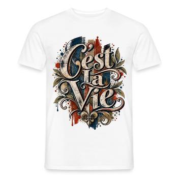 C’est La Vie – Vintage Frankreich Design - Männer T-Shirt - Weiß - Vorne - AI Model Male 178 dark (178cm)
