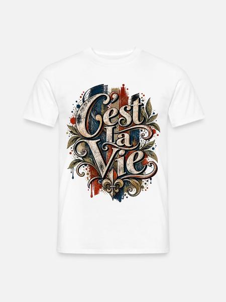 C’est La Vie – Vintage Frankreich Design - Männer T-Shirt - Weiß