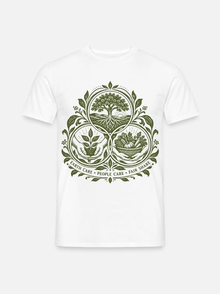 Permakultur-Ethik-Emblem - Männer T-Shirt - Weiß
