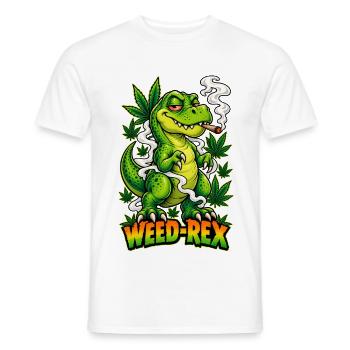 Weed-Rex Smoking Joint Cannabis Dinosaur Design - Männer T-Shirt - Weiß - Vorne - AI Model Male 178 dark (178cm)