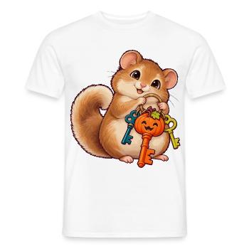 Süße Haselmaus mit Kürbis-Schlüssel - Männer T-Shirt - Weiß - Vorne - AI Model Male 178 dark (178cm)