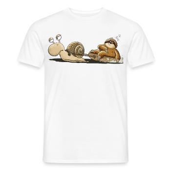Schnecke Faultier Langsam Müde Tierhumor Cartoon - Männer T-Shirt - Weiß - Vorne - AI Model Male 178 dark (178cm)