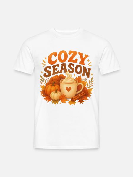 Saison, Kaffee einhüllen, Herbst - Männer T-Shirt - Weiß