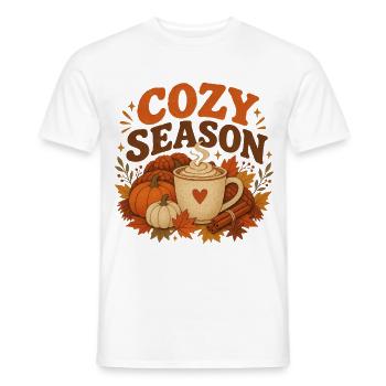 Saisondecke und Kürbisbecher - Männer T-Shirt - Weiß - Vorne - AI Model Male 178 dark (178cm)